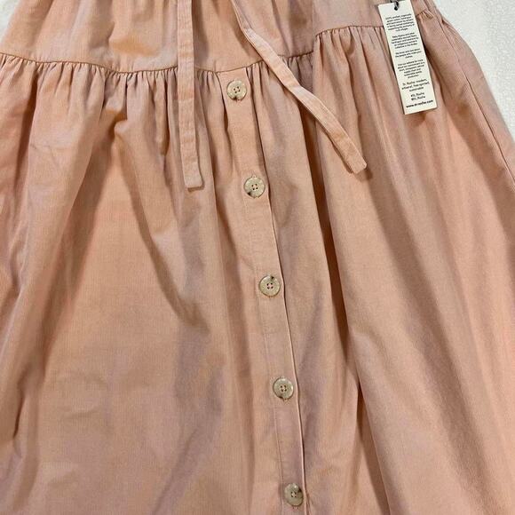 St. Roche Kia Corduroy Midi Skirt Drop Waist Buttons Pink Small Prairie Cottage - Picture 6 of 7